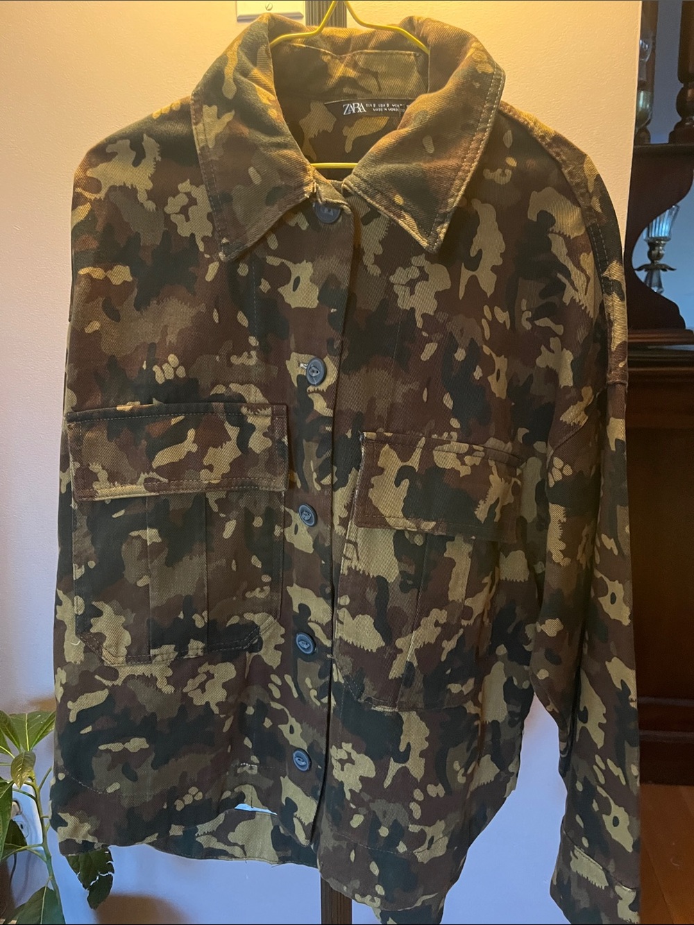 Zara Utility Jacket in Brown & Green Camouflage
